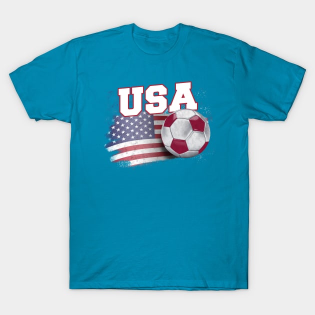 Vintage American Flag USA Soccer Ball Football T-Shirt by Bunny Prince Design